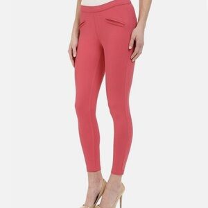 HUE Satin Jersey Skimmer Leggings Pink Womens Size XL Back Pockets New